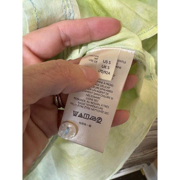 Anthropologie Pilcro Cate Tie Dye Button Down Shirt S Small Green Long Sleeve - Picture 7 of 7